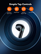 TaoTronics SoundLiberty 95 True 无线耳塞蓝牙 5.0 带 aptX 编解码器 Hi-Fi 音频,深低音,双 CVC 8.0 降噪麦克风,适用于清晰通话,USB-C 充电盒,黑色: 亚马逊中国: 手机/通讯