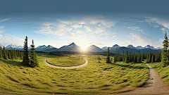 花朵山水干山风景壁纸素材图片