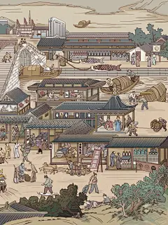 插画案例｜古画创意结合｜风俗画 - 小红书