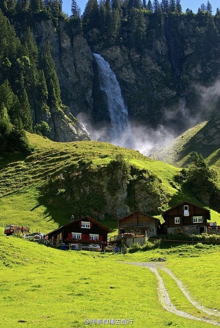 瀑布，klausenpass，瑞士