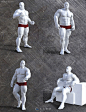 健壮厚实肌肉男性多组站立姿势造型3D模型 - 3D模型 - 人人素材 RRCG