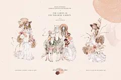 插画 | 珊瑚色华丽波西米亚时尚温暖完美色调婚礼水彩手绘人物花卉动物植物素材 – 云瑞设计