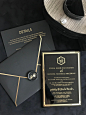 BLACK Acrylic WEDDING INVITATION gold black luxury modern image 2