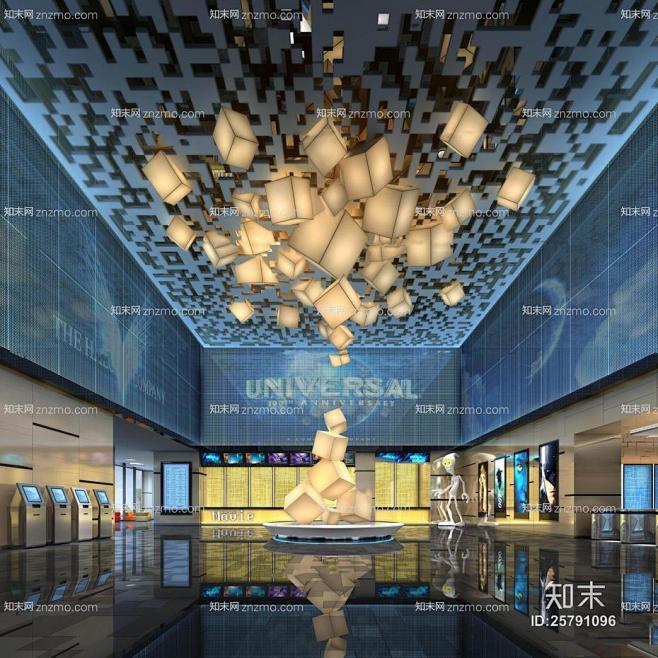现代电影院售票大厅3D模型【ID:257...
