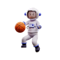 Astronaut Playing Basketball  3D Illustration