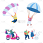 老年男人,跳伞运动,舞蹈,绘画插图,幸福,生活方式,矢量,老年人,连接,骑车
