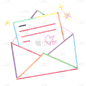 手绘-扁平风彩色线条贴纸-信封