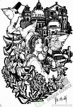 黑黑黑黑黑大帅-采集到线描画