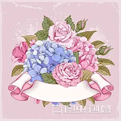 豪华的绣球花和玫瑰贺卡 - 图虫创意图库正版图片,视频,插图,微博微信公众号配图,自媒体素材