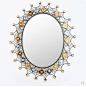 新款欧式铁艺镜子高档水晶亚克力浴室镜木质相框梳妆镜