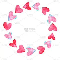 背景，框架红黑水彩心。手绘。爱情浪漫主题为生日，情人节，贺卡，婚礼，打印