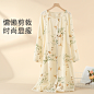 纯棉纱布月子服待产裙夏季薄款医院进产房前开扣哺乳睡裙孕妇睡衣