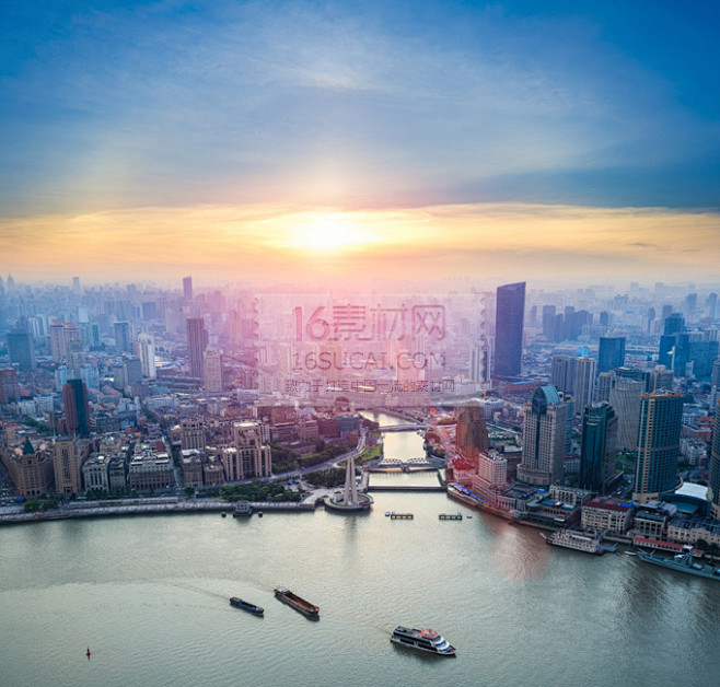 高空俯瞰上海风光高清摄影图片