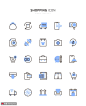 购物车汽车运输网络定位衣服照相机包包UI图标 icon图标 线性图标