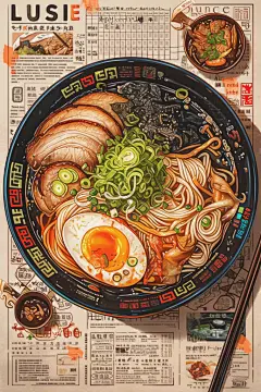 营养米粉创意美食插画