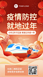旅游出行重要通知卡通手机海报