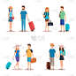 分离着色,人,旅途,行李,女人,想法,旅行者,旅行,设计,休闲