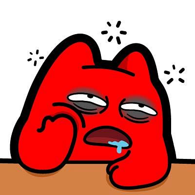 h1020180113魔鬼猫表情困半身睡觉趴桌子zzz流口水犯困迷糊熬夜ip动漫