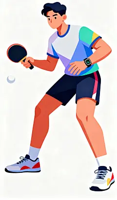 扁平风乒乓球运动比赛插画人物图片