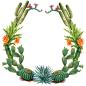 水彩仙人掌插画 植物花环 png元素免扣 wreaths02