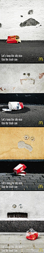 麦当劳公益广告：愤怒的墙！保持城市的清洁，请勿乱扔垃圾。
