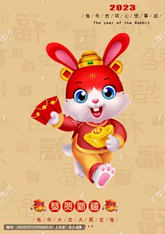 兔 兔年 2023 2023兔年卡通兔 兔年贺卡 兔年素材 兔年年画 卡通兔子 兔年大吉 兔年插画 兔年吉祥物 2023兔年 兔年传统年画素材 开门红利是封新年贺卡 积少成多