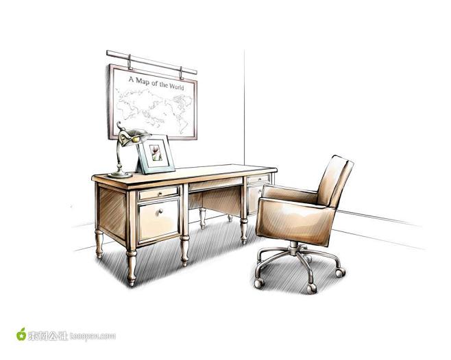 老板办公室设计手绘草图