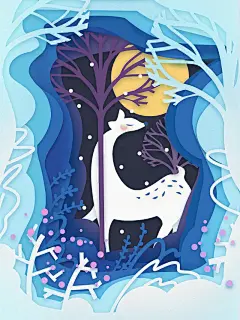 唯美森林麋鹿插图创意海报
