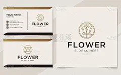 豪华花卉标志和名片模板