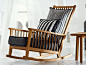 Rocking oak garden armchair INOUT 709 by Gervasoni