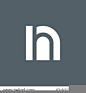 initial logo nh, hn, h inside n rounded letter negative space logo white gray background