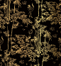 中式日式中国风金箔仙鹤庭院植物线稿AI矢量印刷包装背景设计素材 (13)