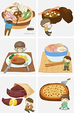 冬季美食系列PNG免抠素材图片大小2000x3020px 图片尺寸1.6 MB 来自PNG搜索网 pngss.com 免费免扣png素材下载！吃吃喝喝#碟子#冬季美食#火锅#卡通手绘#烤红薯#筷子#拉面#美味#牛排#披萨#热气腾腾#碗#