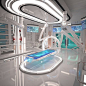 3d futuristic laboratory interior scene model