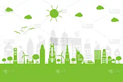 绿色城市帮助世界与生态友好的概念理念, 矢量插图