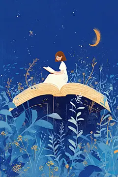 阅读的小孩绘画风格