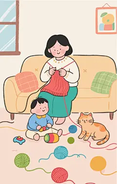 温馨居家手工织毛衣