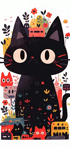 扁平风插画猫咪2