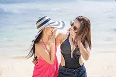 夏天,幸福,生活方式,海滩,友谊,女人,乐趣,两个人,概念,表现积极