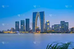 夜晚,苏州,金鸡湖,办公室,水,天空,公园,新的,江苏省,水平画幅