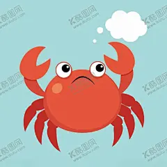 思考的螃蟹 【酷图网】螃蟹,螃蟹素材,螃蟹插图,矢量螃蟹,拟人,矢量图,插图,海报,广告素材,海洋生物
