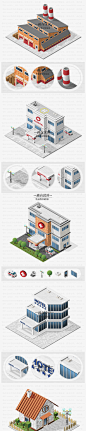 AI038 3D立体像素建筑房屋城市建设楼房医院小区矢量EPS设计素材-淘宝网