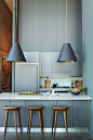 #kitchen #pendant lights #grey #bassamfellows #tractor stools: 