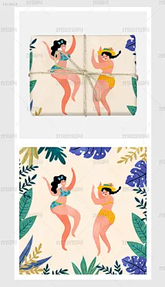 米色简约风爱跳舞的女孩子柔系插画人物家纺图案纯棉直喷