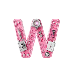 粉色机械机甲创意英文字符字母W
