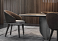 LAWSON DINING | CHAIRS -  EN : With the fluid line of its shapes and the equilibrium of its soft volumes, the Lawson seating system explores different types of chairs, offering innovative solutions that push out the traditional style boundaries, ranging f