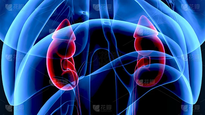 人体肾脏3d插图。素材-花瓣网
