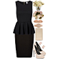 A fashion look from December 2014 featuring peplum tops, pencil skirt and black pumps. Browse and shop related looks.