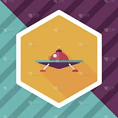 太空不明飞行物平面图标与长阴影，eps10