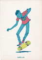 滑板即犯罪：来自Gerhard Human的一组手绘插画《Skateboarding is a Crime》。非常有趣的一种视觉效果，纯色的线条以及撞色的应用都是非常让人着迷